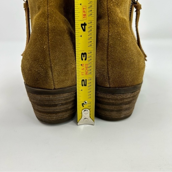 Born Camel Brown Leather Outside Zipper Ankle Boots Size 7.5 Almond Toe - Picture 9 of 16